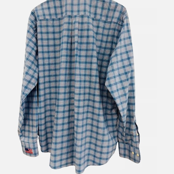 Peter Millar Stretch Silver Label Long Sleeve Button Down Shirt Blue Plaid XL - Picture 4 of 8